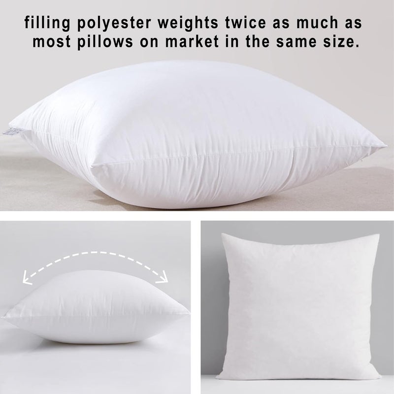 hito 24x24 Pillow Inserts (Set of 2)- 100% Cotton Covering Down Alternative Throw Pillows White for Couch Bed Sofa - Image 2